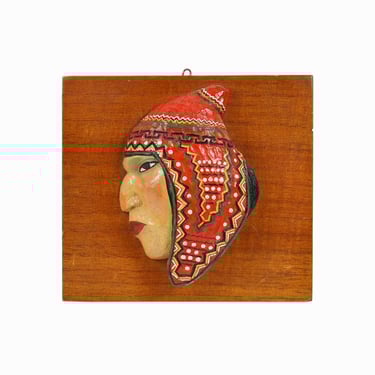 1970 Peruvian Folk Art Wooden Sculpture Wall Hanging Outsider Art Peru Cusco Cuzco 