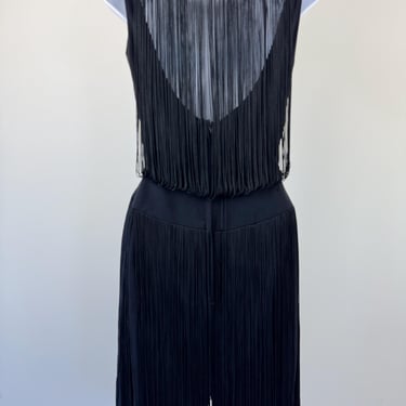 1960s Carol Craig Black Fringe Dress 