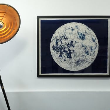 Custom Framed Lunar Map Cyanotype 49.5” x 60” (signed)