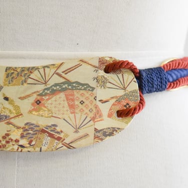 1980s Asian Fan and Silk Cord Tie Belt 