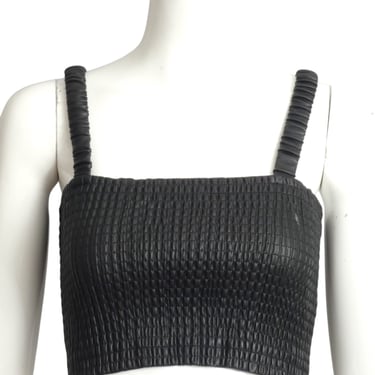 PROENZA SCHOULER- NWT Black Smocked Faux Leather Top, Size XS