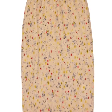 Ganni - Beige Pleated Maxi Skirt w/ Floral Print Sz 6