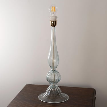 Murano glass table lamp aquamarine color, handmade Made in Italy Venetian design lighting 