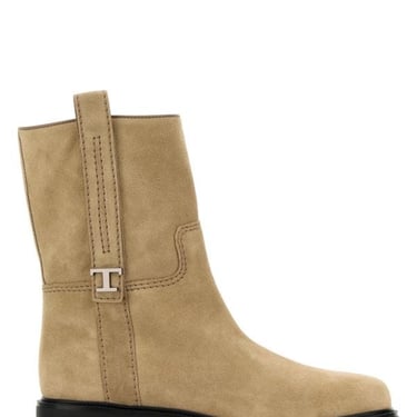 Tod's Woman Sand Suede Ankle Boots