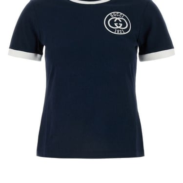 Gucci Woman Navy Blue Cotton T-Shirt