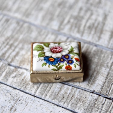 Vintage Small Pills  Box Flowers Vintage Gift Trinkets Box Pills Box 
