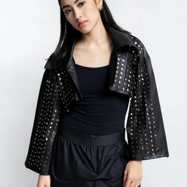 Studded Leather Bolero Jacket