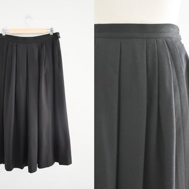 1980s Tofana Black Pleated Midi Skirt 