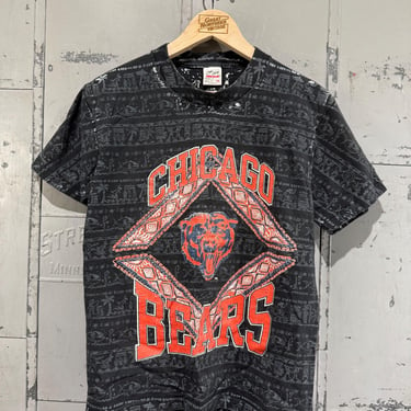 Vintage 90s Chicago Bears T-shirt all over print nfl football Illinois Hawaiin print 