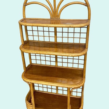 LOCAL PICKUP ONLY ———— Vintage Arched Rattan Etagere 