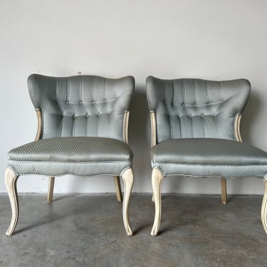 Hollywood Regency Wingback Accent Chairs - a Pair 