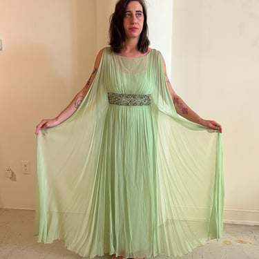 RARE 1960s pure silk Suzy Perett New York grencian cocktail gown 