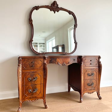 NEW - Vintage French Vanity Desk with Mirror, Bedroom or Guest Room Furniture, Parisian Style Home 