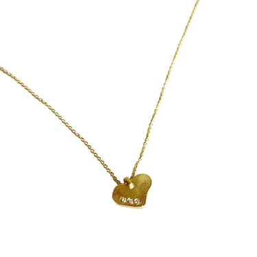 Sonja Fries | 14k gold heart chain necklace with 3 tiny Diamond