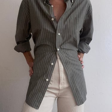 vintage grey pinstripe classic menswear blouse 