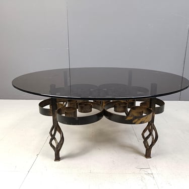 Brutalist Wrought iron coffee table 1970s - vintage coffee table - brutalism - brutalist table - large coffee table 