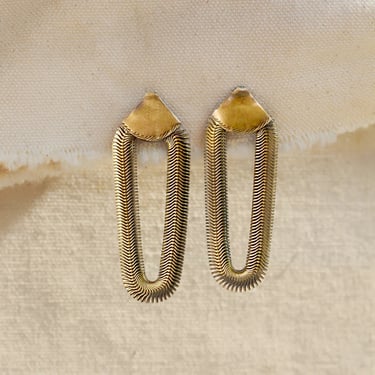 Serpentine Earrings - Oxidized Brass + Sterling Silver