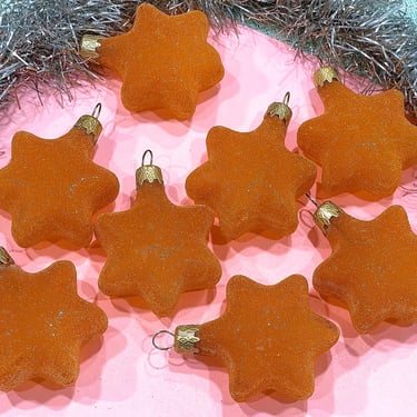 VINTAGE: 8pcs - Glass Sugar Star Ornaments - Figural Glass Ornaments - Christmas, Holiday, Xmas 