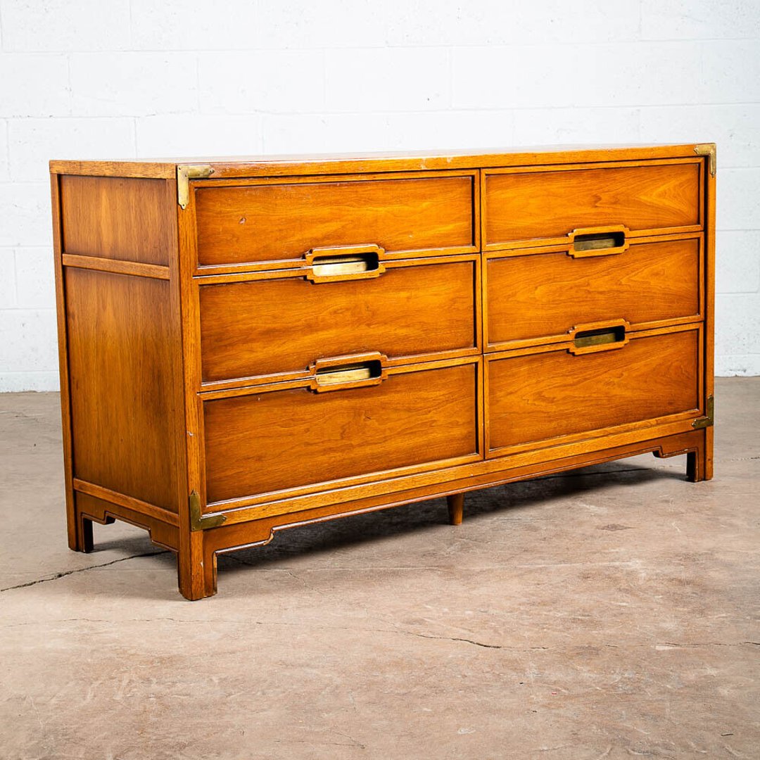 Mid Century Modern Credenza Dresser 6 Drawer Walnut Vintage Mcm Drexel
