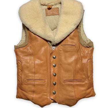 Vintage STORM MOUNTAIN SPORTSWEAR Leather Ranch Vest ~ size 40 ~ Puffer / Down / Corduroy ~ Western / Cowboy 