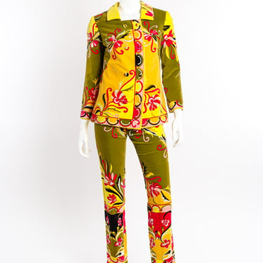 Floral Velvet Jacket &amp; Pant Suit