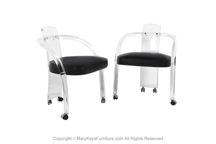 Mid Century Charles Hollis Jones Style pair Lucite Chairs 