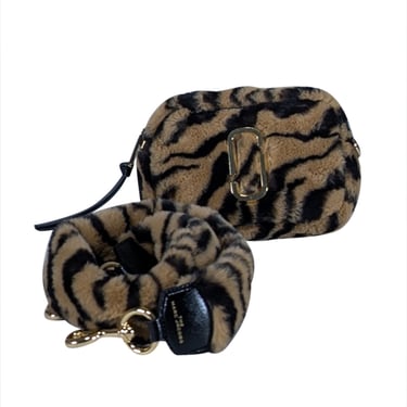 Marc Jacobs - Tan & Black Animal Print Faux Fur Snapshot Shoulder Bag