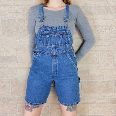 90's Denim Dungarees Overalls Shorts / Size XS 
