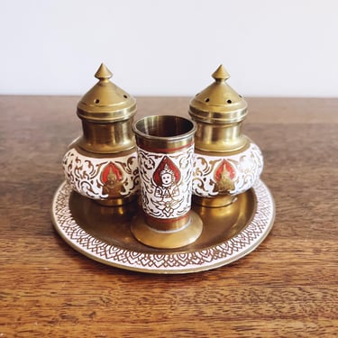 Vintage Thai Brass Salt and Pepper Shakers 