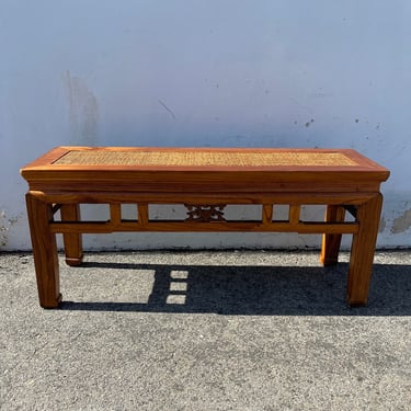 Antique Bench Table Asian Teak Coffee Bench Cocktail Chinese Chinoiserie Chippendale Boho Chic Hollywood Regency CUSTOM PAINT AVAIL 