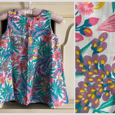 Vintage 70’s little girl’s tropical print dress | beautifully handmade summer dress, small 