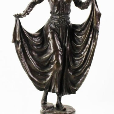 Bronze Art Deco Statue of a Dancer on Marble Base