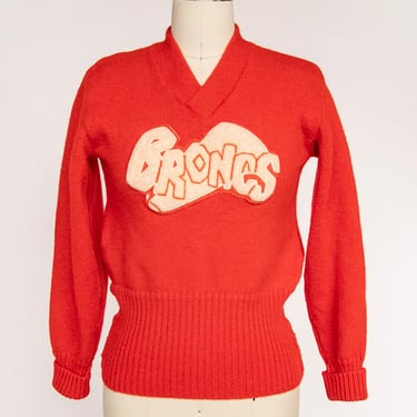 1970s Wool Knit Sweater Cropped Cheer Varsity XS 