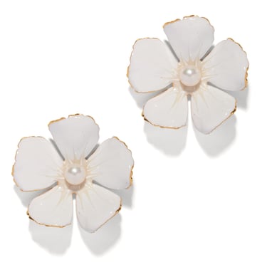 The Pink Reef Plumeria Earring in White