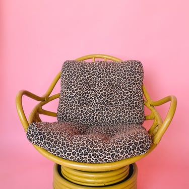 Vintage Bent Rattan Swivel Papasan Chair