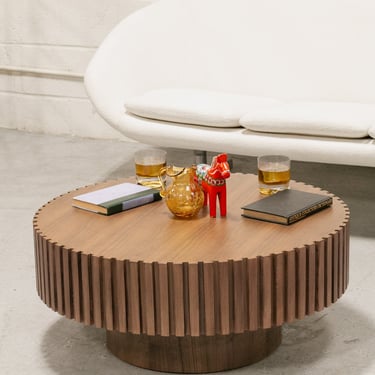 Paneled Round Wood Coffee Table