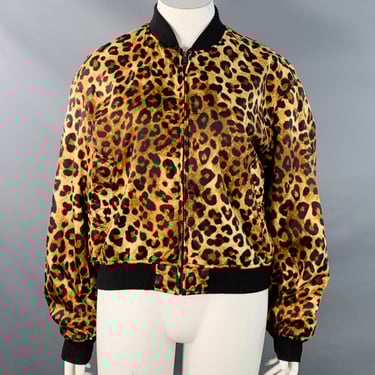 R13 Size L Brown Black Cotton Animal Print Zip Up Bomber Jacket