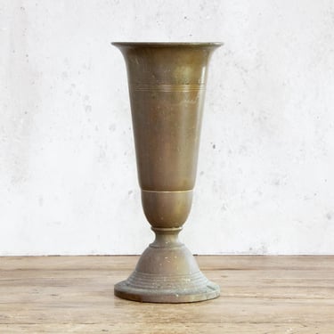 Tall Aged Brass Vase, 11.5