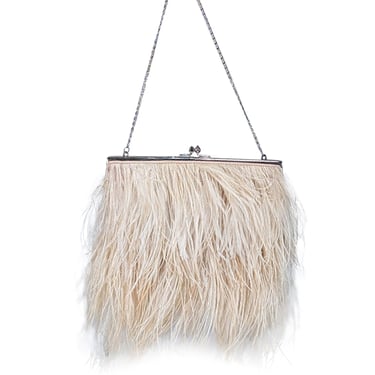 Moyna - Beige Feather Detail Clutch Bag