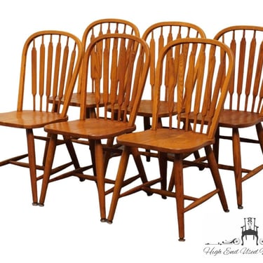 Set of 6 RICHARDSON BROTHERS Co. Solid Oak Country French Cattail Back Dining Side Chairs 
