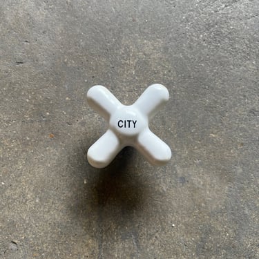 1940s Porcelain City Cold Sink Faucet Handle 