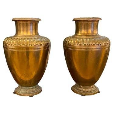 Pair of 20th Century Bronze Tiffany Signed Urns