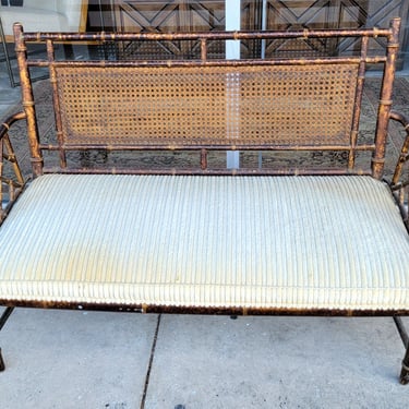 Faux Bamboo Chippendale Bench 1930s 