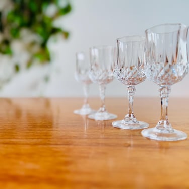 Set of Four Vintage 175ml Crystal D'Arques Longchamp Wine Glasses, Vintage French Crystal Stemware 