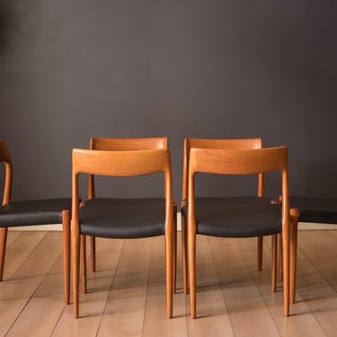 Vintage Set of Six Danish Teak Niels O. Møller Dining Chairs 77 