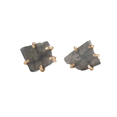 Spectrolite Small Stone Studs - 14k Yellow Gold