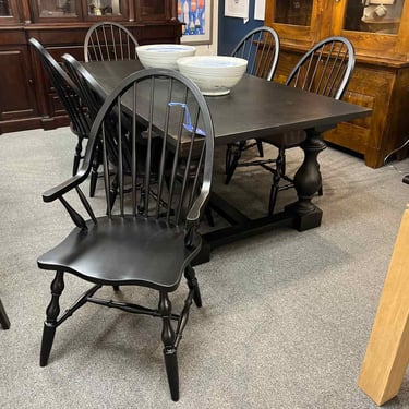 Set of 6 Black Windsor Dining Chairs