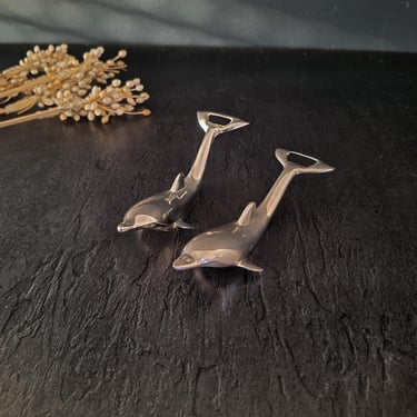 Pair of Dolphin Bottle Openers Vintage French Figural Animal Bottle Opener Barman Gift 