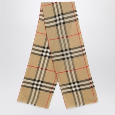 Burberry Wool And Silk Scarf With Check Motif Women