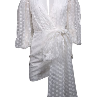 Lovers + Friends - White Polka Dot Textured Semi-Sheer Dress Sz XXS